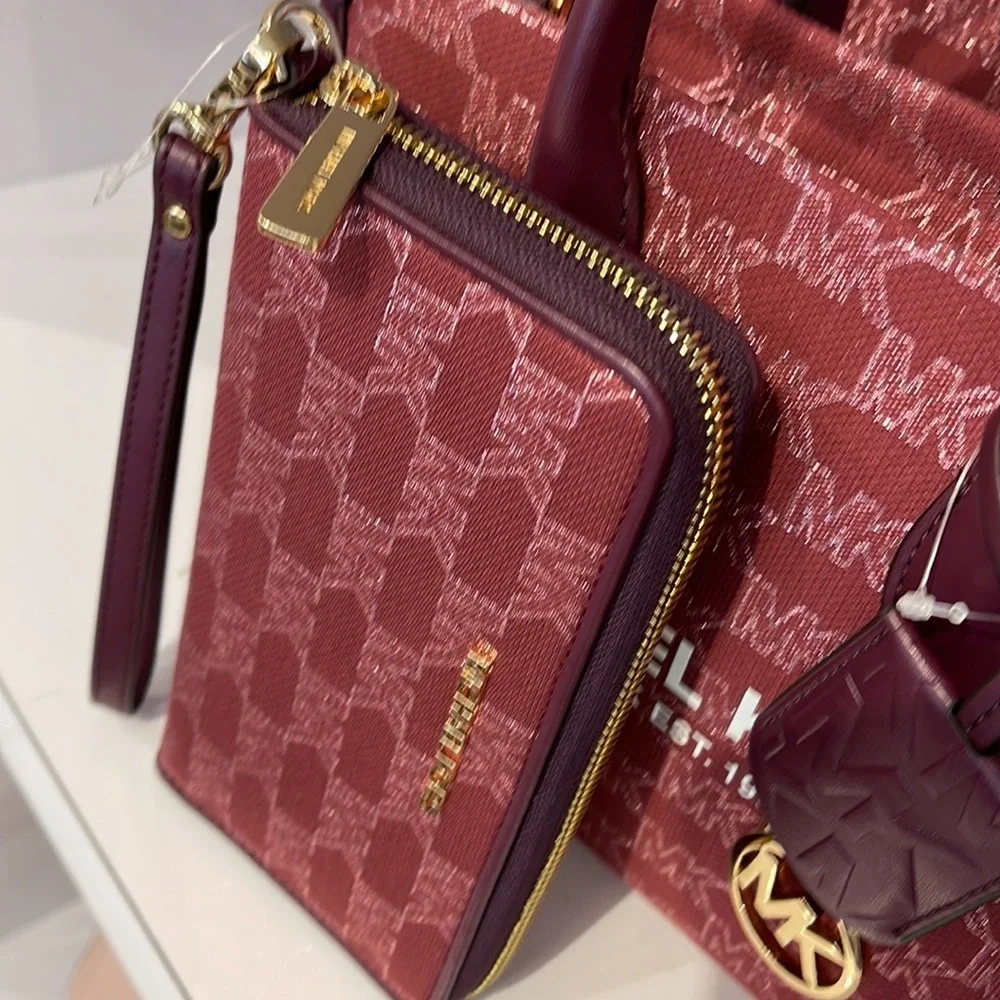 Michael Kors Jet Set Travel Large Phone Case Wristlet Wallet MK Mulberry Multi - Picture 8 of 16